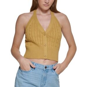 Calvin Klein Jeans Cable-Knit Cotton Halter Top‎ Size L
